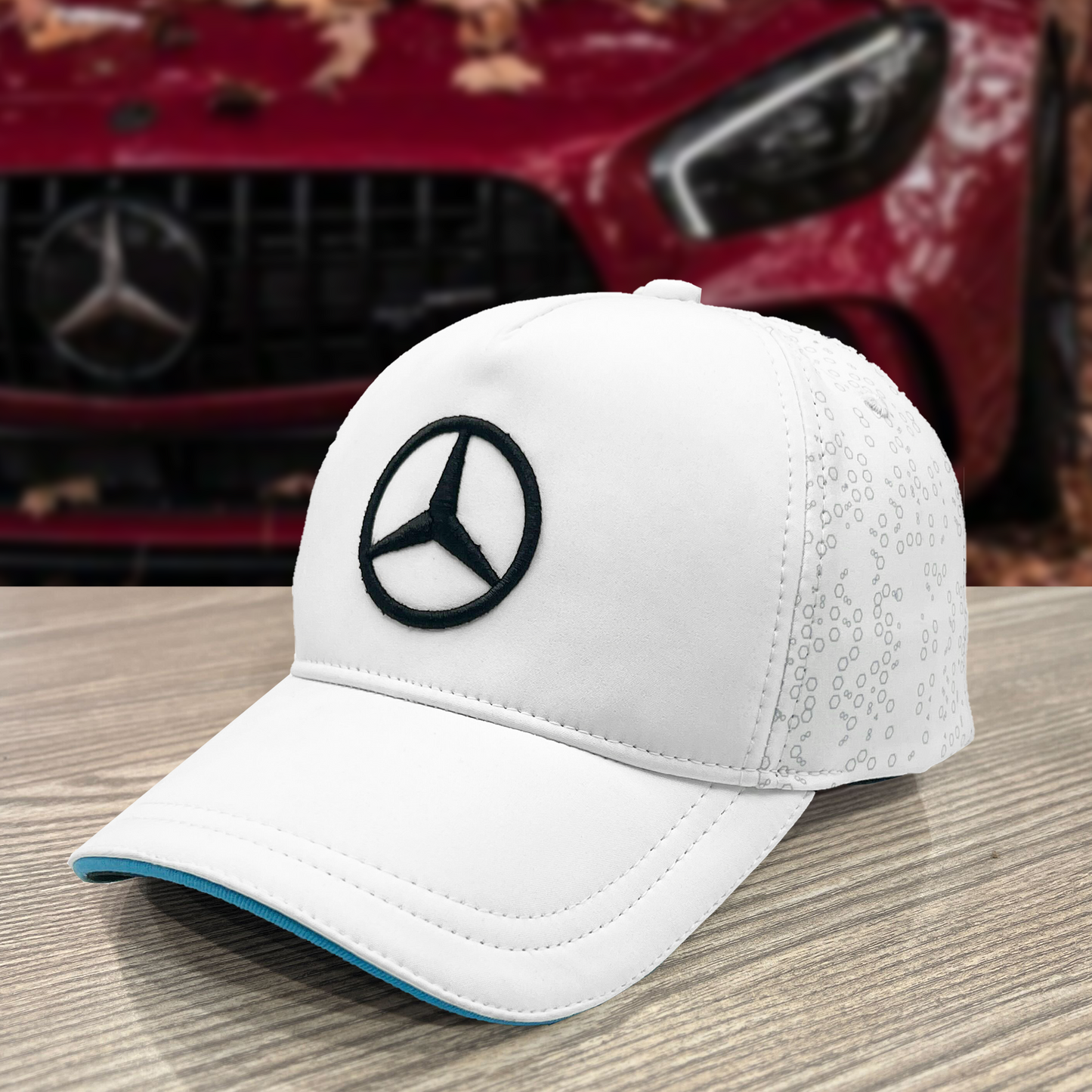 Mercedes Embroidered Premium Cap-White Color-Nifty Branded® Cap